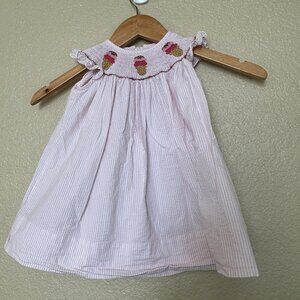 Southern Tots Dress Smocked Yolk Neckline Ice cream cones Pink Summer Size 12 Mo